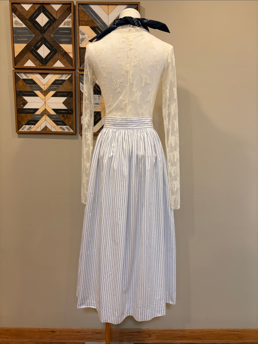 Vintage Ralph Lauren Blue Label 80s Striped Cotton Flared Button Down Maxi Skirt - Picture 7 of 13